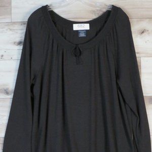 Faded Glory* Women's Long Sleeve Keyhole Tie Boat Neck Pullover Blouse~ Size XXL